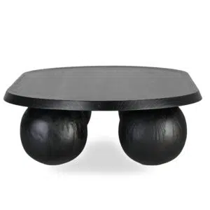 Luna 1.4m Solid Elm Oval Coffee Table Black Modern Stylish Home Furniture