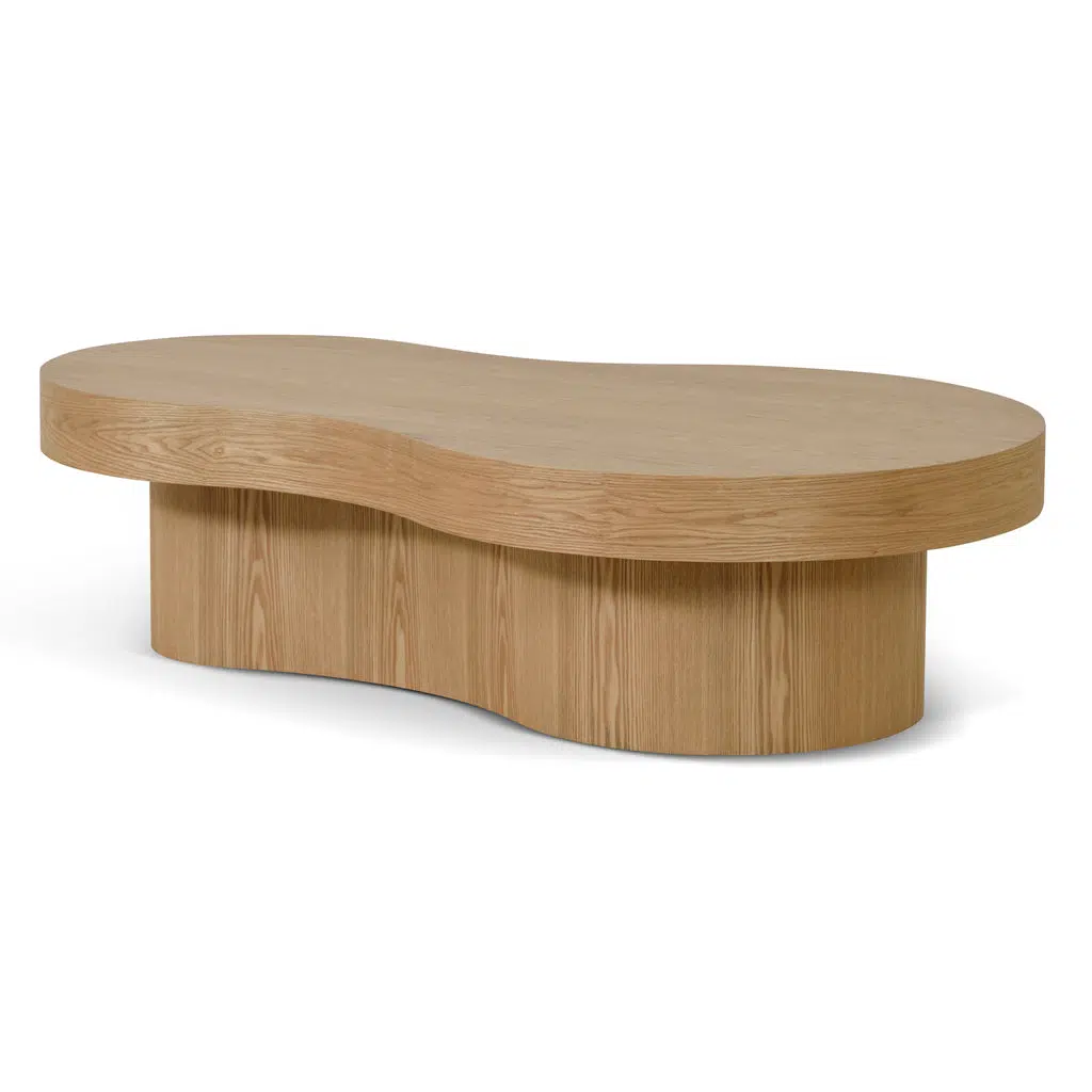 Ava natural finish coffee table contoured design durable engineered wood versatile decor