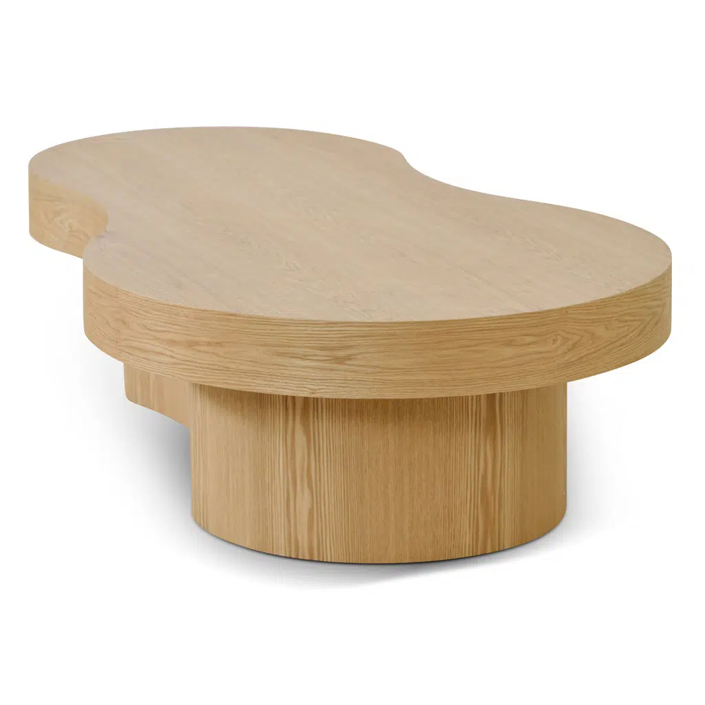 Ava 1.35m Coffee Table Natural Durable Engineered Wood 135x80x36cm Stable Contoured Design Easy Assembly
