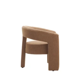 Calgary occasional chair in coral boucle fabric with modern sculptural design