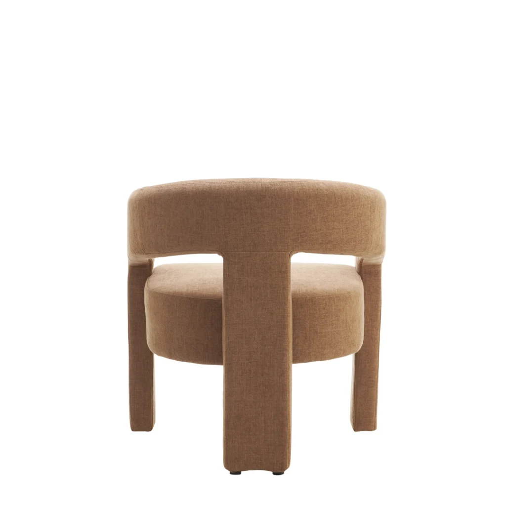 Calgary occasional chair in coral boucle fabric with modern design and ergonomic structure