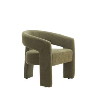 Calgary occasional chair in olive boucle fabric with ergonomic design and vibrant texture