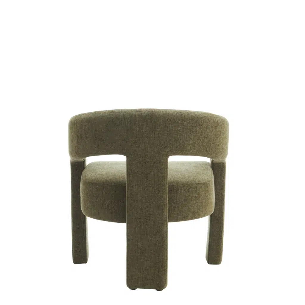 Calgary occasional chair in olive boucle fabric with ergonomic design and modern texture