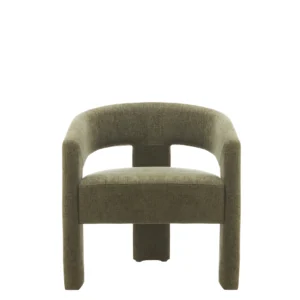 Calgary occasional chair in olive chenille fabric with ergonomic design and tactile texture