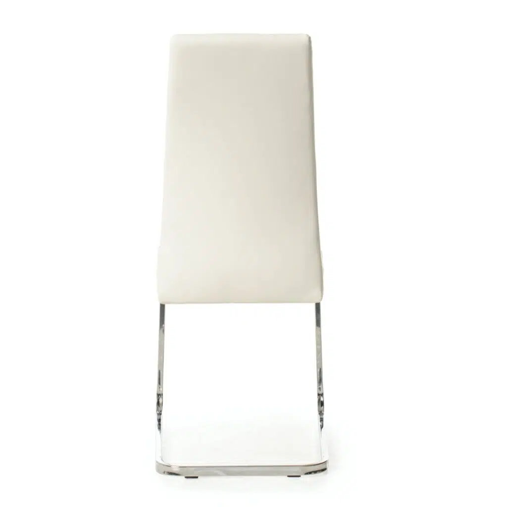 White Chara dining chairs set of 2 ergonomic design with chrome frame for modern spaces
