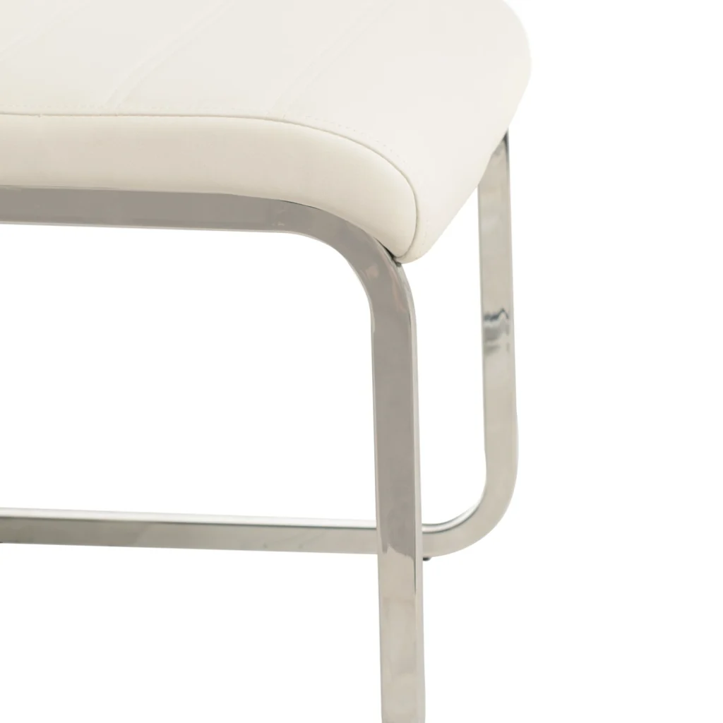 White Chara dining chairs set of 2 with chrome frame for modern interiors