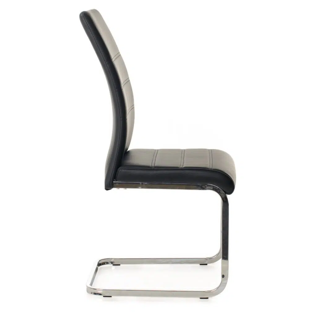 Chara Black Dining Chairs Set of 2 Cantilever Faux Leather Chrome Frame