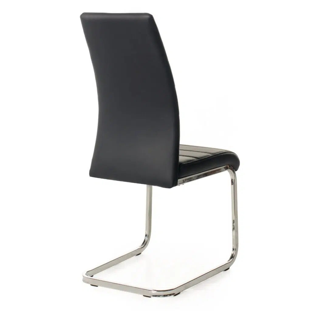 Chara Black Faux Leather Cantilever Dining Chairs Set of 2