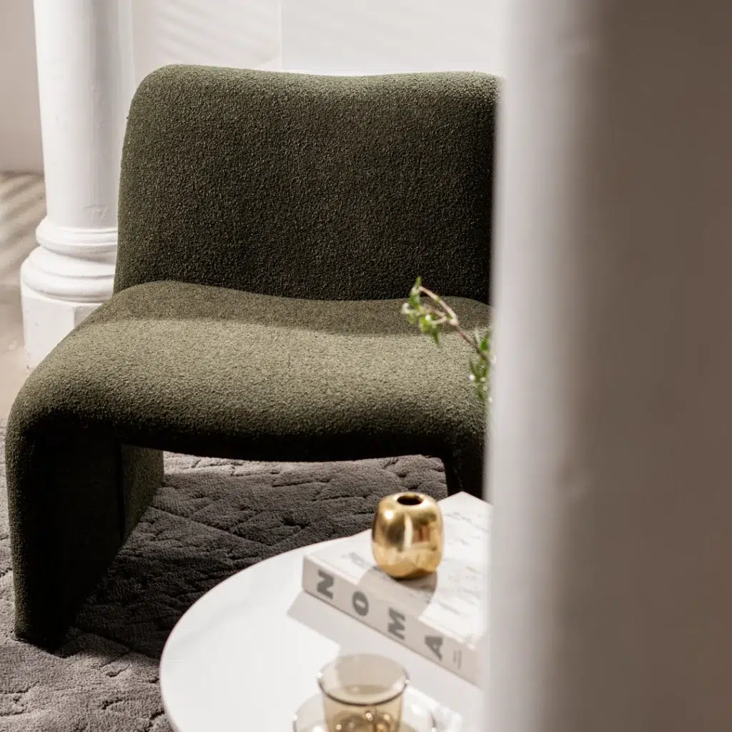 Calais Occasional Chair Forest Green Boucle Fabric