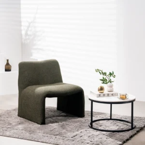 Calais Forest Green Boucle Fabric Occasional Chair