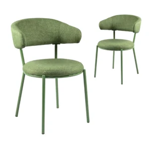 Cannes Moss Upholstered Dining Chairs Set of 2 Powder-Coated Frame