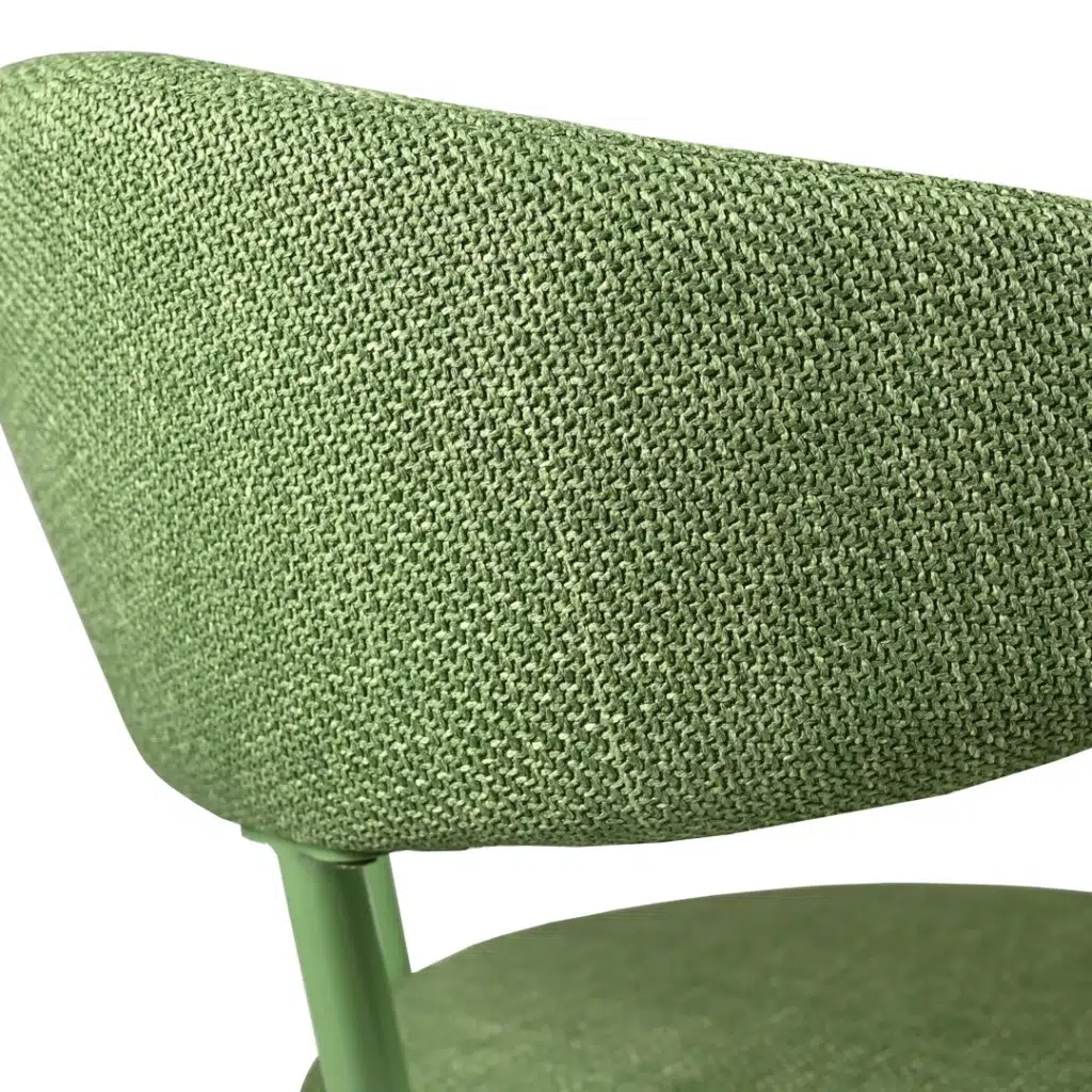 Cannes Moss Dining Chair Set of 2 with upholstered seats and powder-coated frame