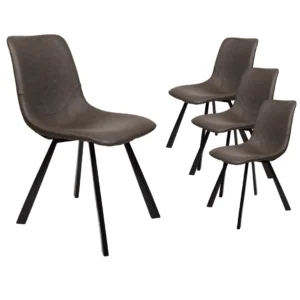 Set of 4 Colin Dining Chairs in Antique Grey with Black Metal Frame