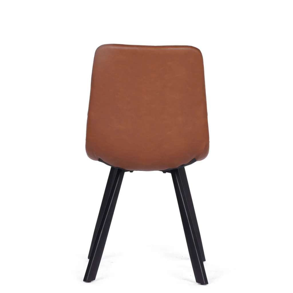 Colin Cognac Faux Leather Dining Chairs Set of 4 Black Powder-Coated Legs