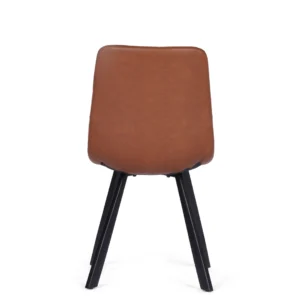 Colin Cognac Faux Leather Dining Chairs Set of 4 Black Powder-Coated Legs