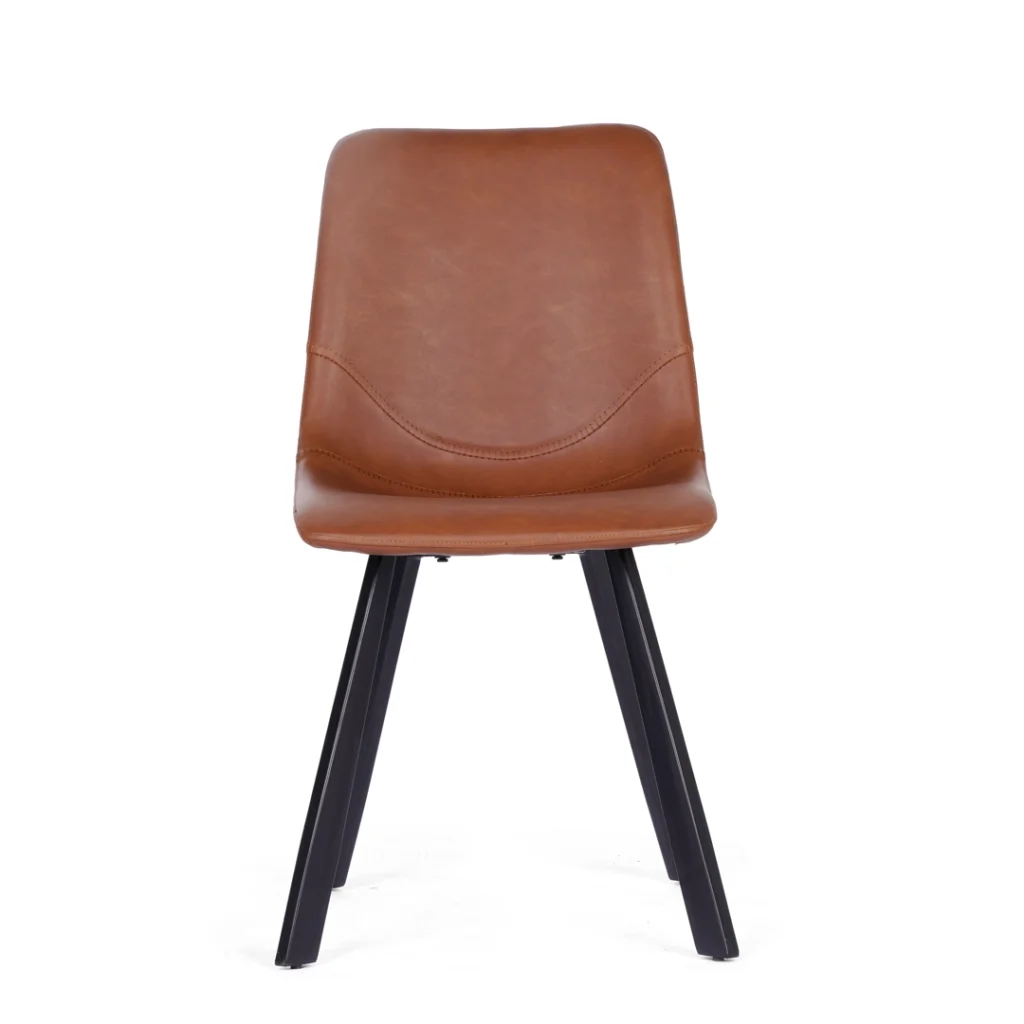 Colin Cognac Dining Chairs Set of 4 Faux Leather Black Legs