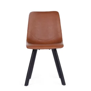 Colin Cognac Dining Chairs Set of 4 Faux Leather Black Legs