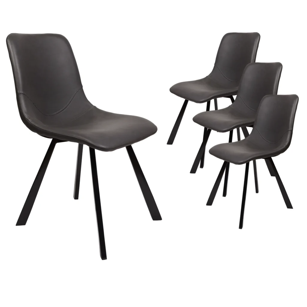 Colin Antique Black Faux Leather Dining Chairs Set of 4