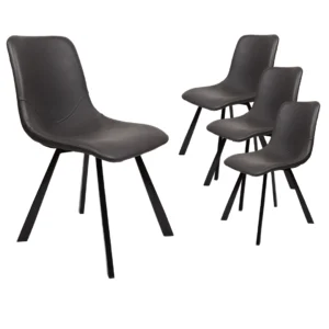 Colin Antique Black Faux Leather Dining Chairs Set of 4