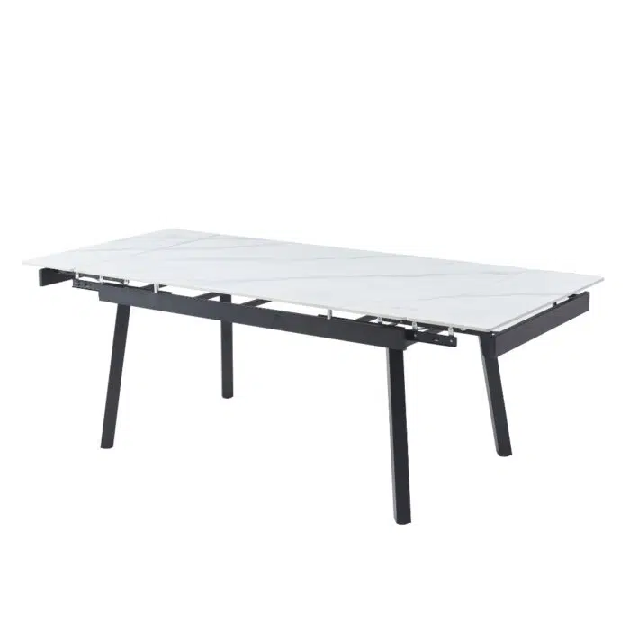 Coral Large Extension Dining Table – Snow White Ceramic