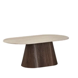 Crete Travertine Coffee Table with Espresso MDF Base and Matte Stone Top