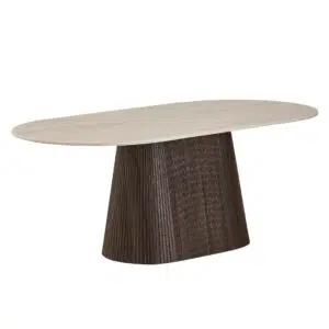 Crete Dining Table with Travertine Top and Espresso MDF Base