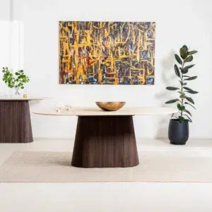 Crete Travertine Console Table Espresso Base