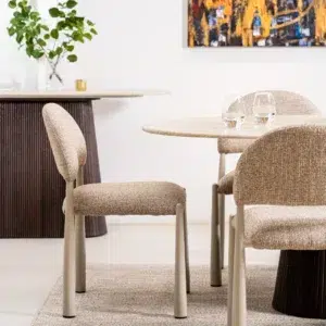 Autumn-toned dining chairs set of 2 with modern metal frame and textured fabric