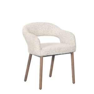 Carlo Dining Chairs Set of 2 Sand Fabric with Brown Oak Legs Modern Style