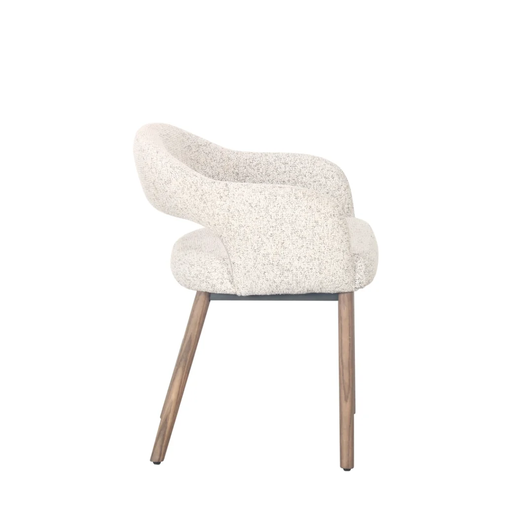 Carlo dining chairs set of 2 sand fabric with brown oak legs modern minimalist design