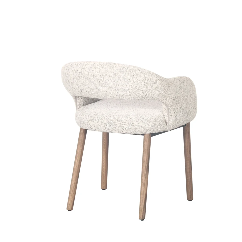 Carlo dining chairs set of 2 sand fabric with brown oak legs modern minimalist design