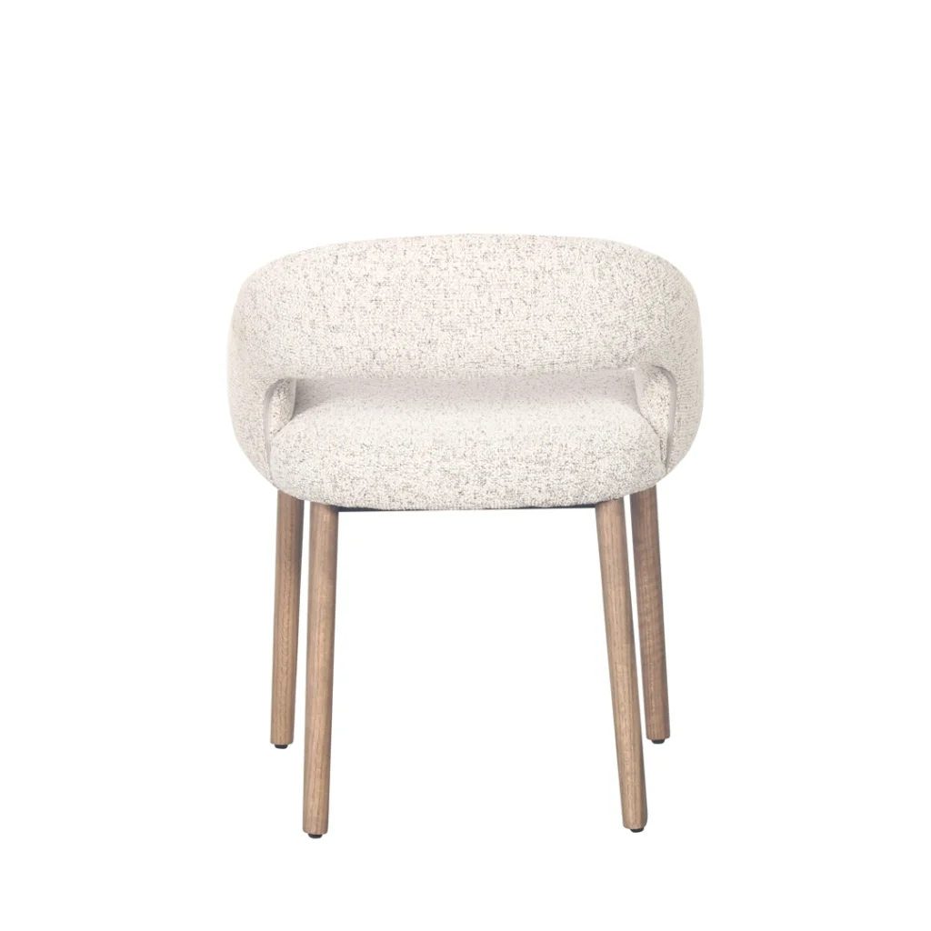 Carlo dining chairs set of 2 sand fabric with brown oak legs modern minimalist design