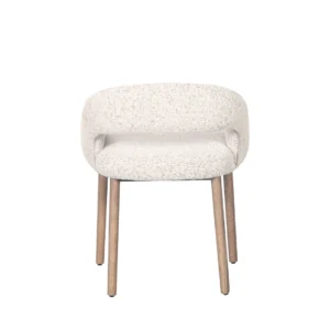 Carlo dining chairs set of 2 sand fabric with brown oak legs modern minimalist design