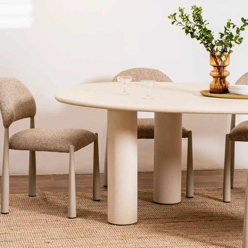 Autumn-toned modern dining chairs set of 2 with metal base and textured fabric