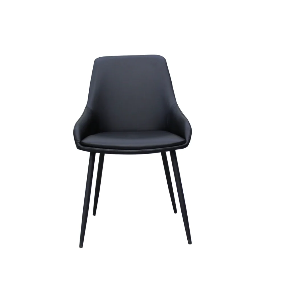 Black eco-leather dining chairs set of 2 with metal frame for modern dining room