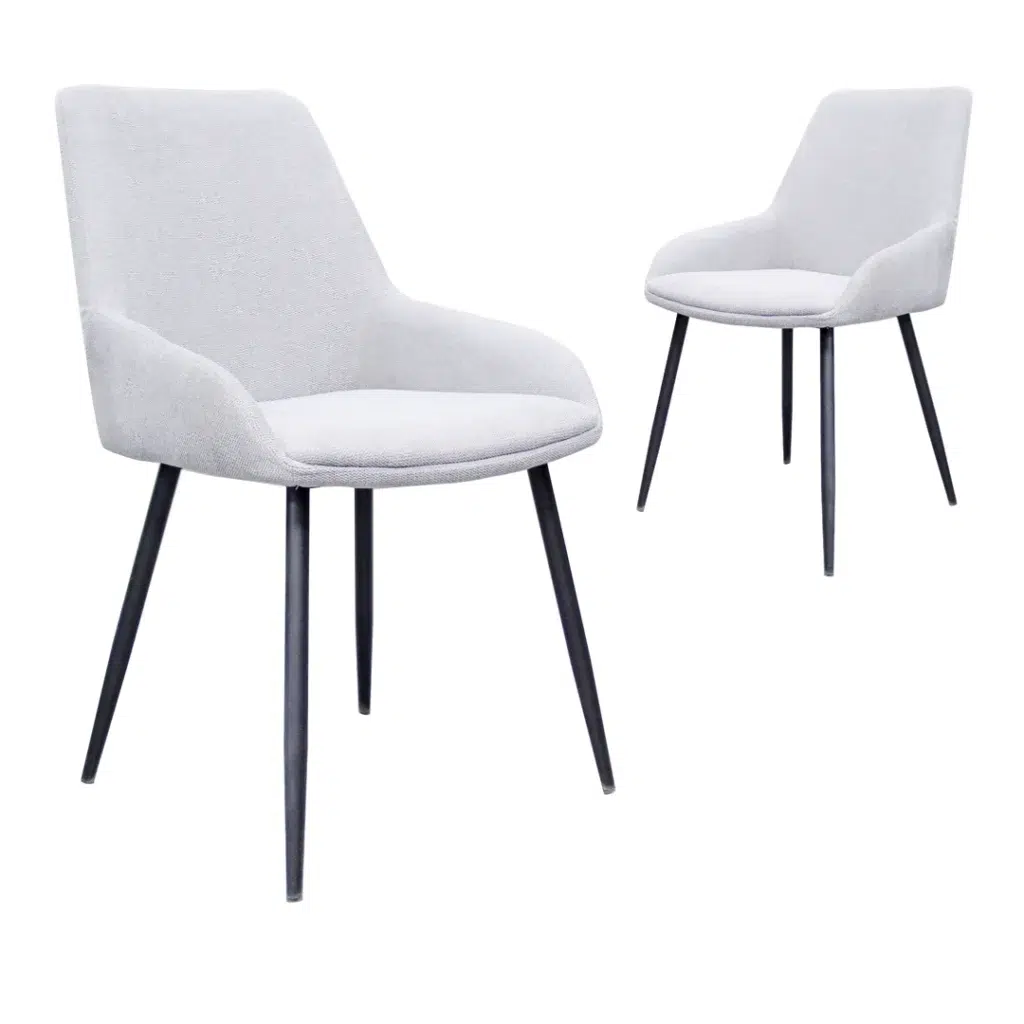 Costa dining chairs natural set of 2 with black metal frame and textured fabric upholstery