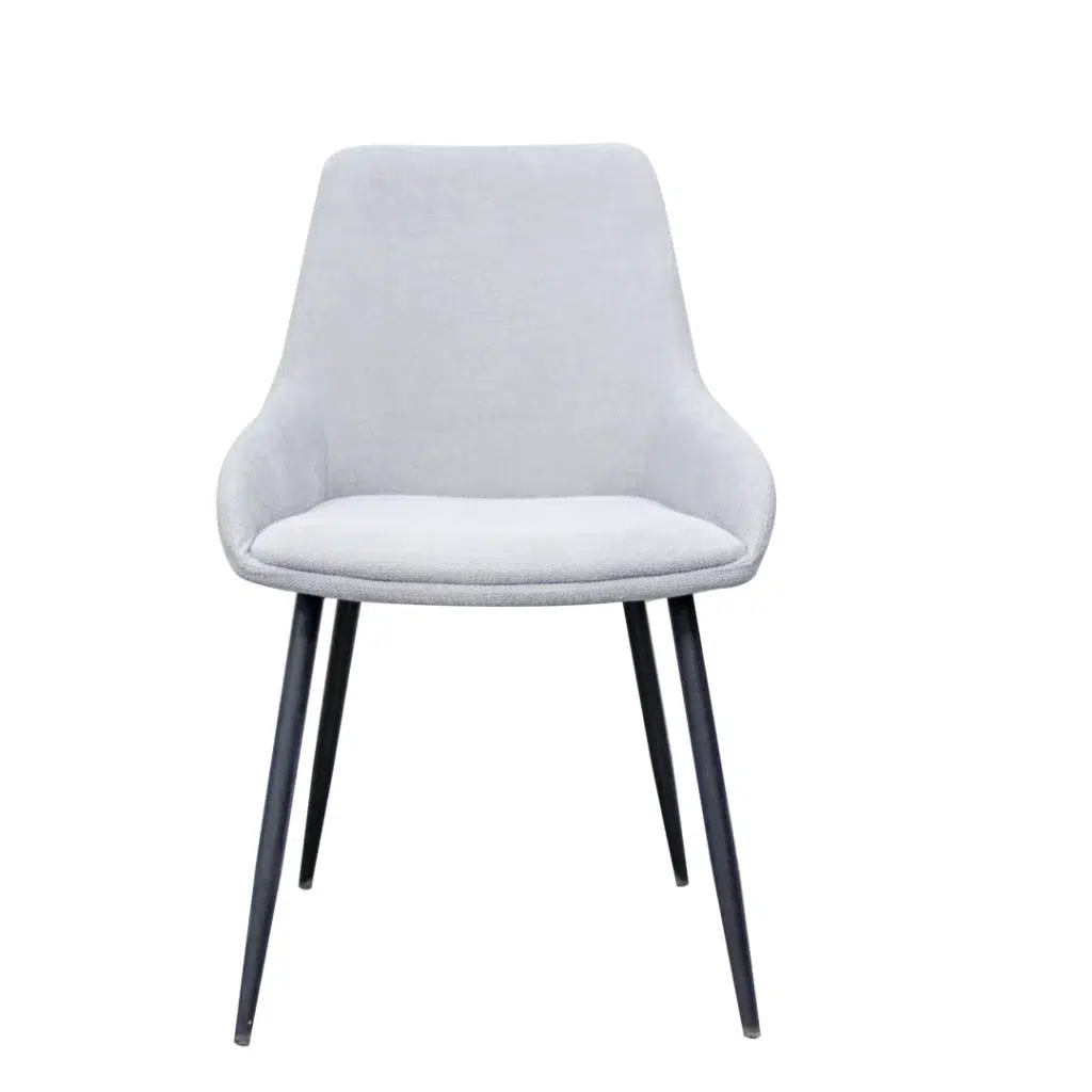 Costa dining chairs natural set of 2 with black metal frame and textured fabric upholstery