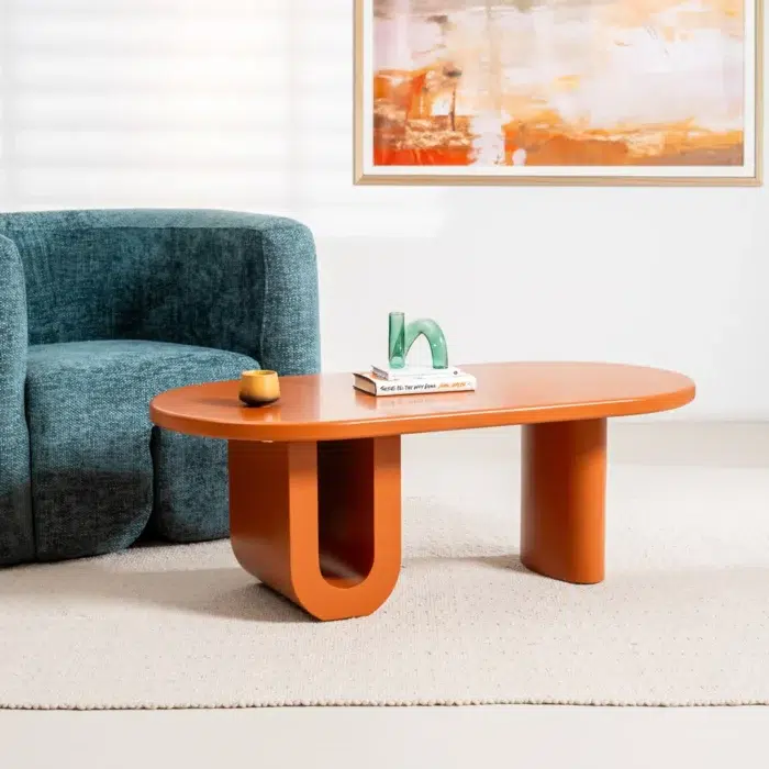Citrus Coffee Table Orange Matte Geometric Design