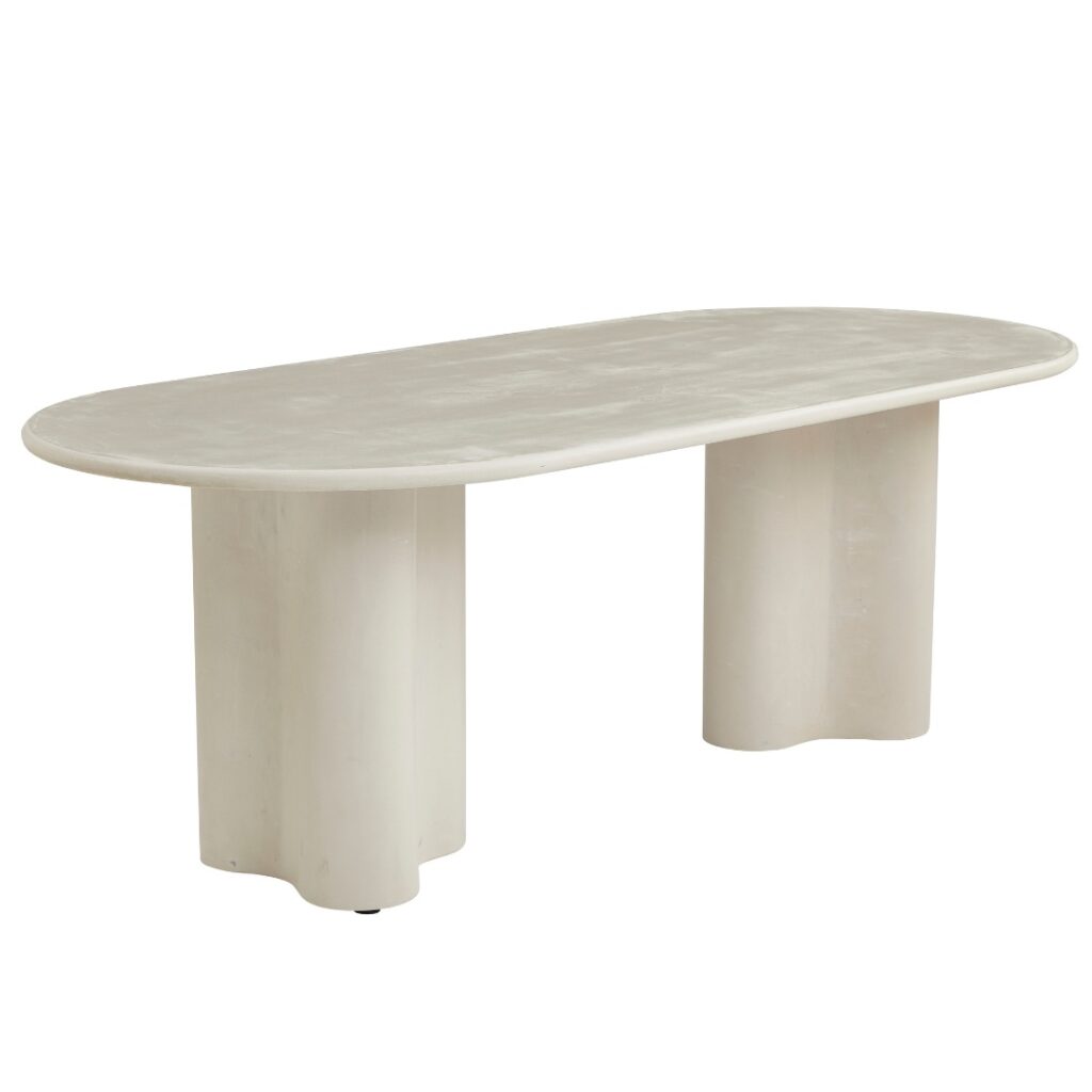 Ava Coastal Dining Table with pebble texture micro-cement finish for 8 people