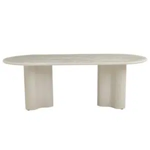 Ava Coastal Dining Table with pebble-textured micro-cement finish, 220cm width, modern minimalist design