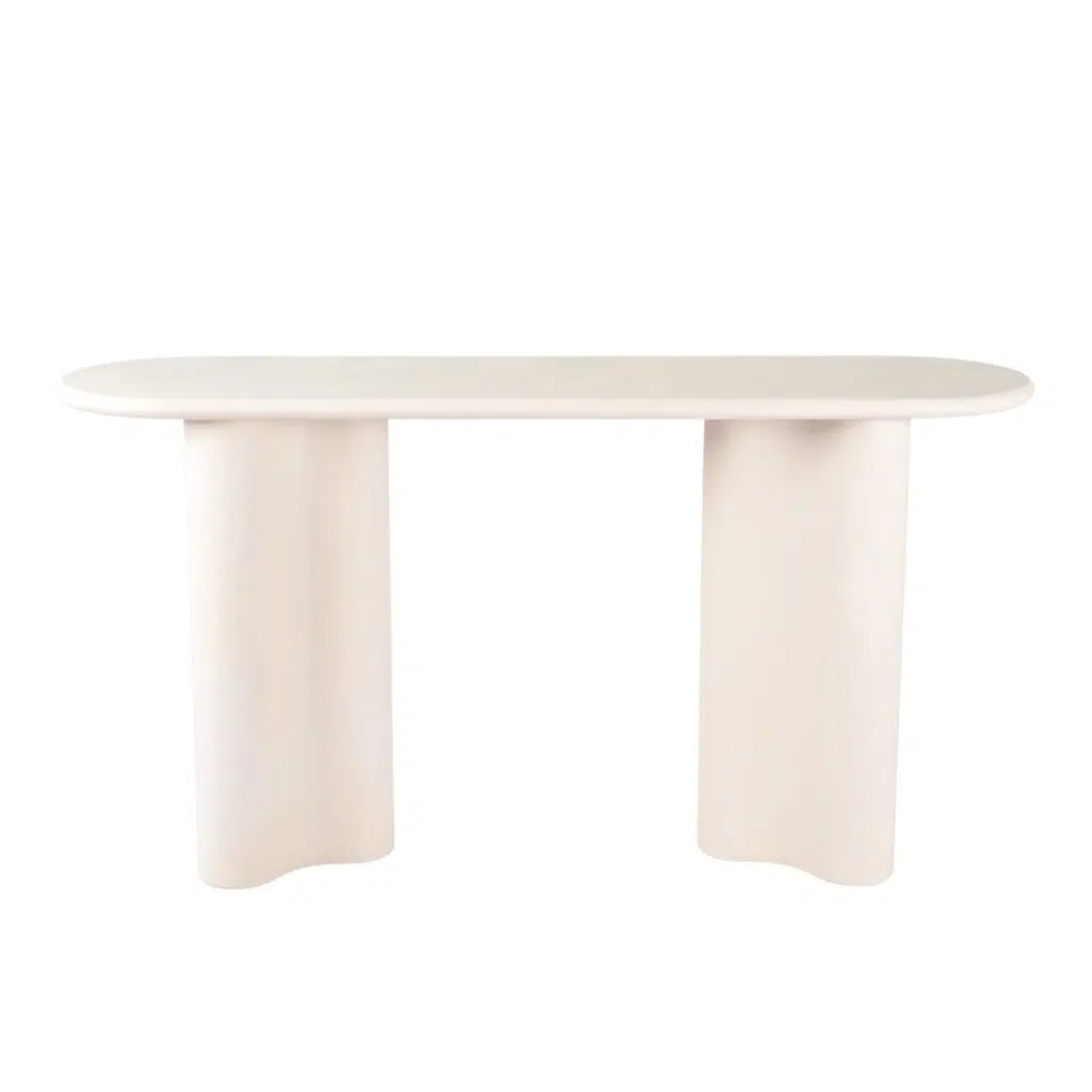 Ava Coastal Console Table in Pebble finish with micro-cement texture for modern entryway or living room