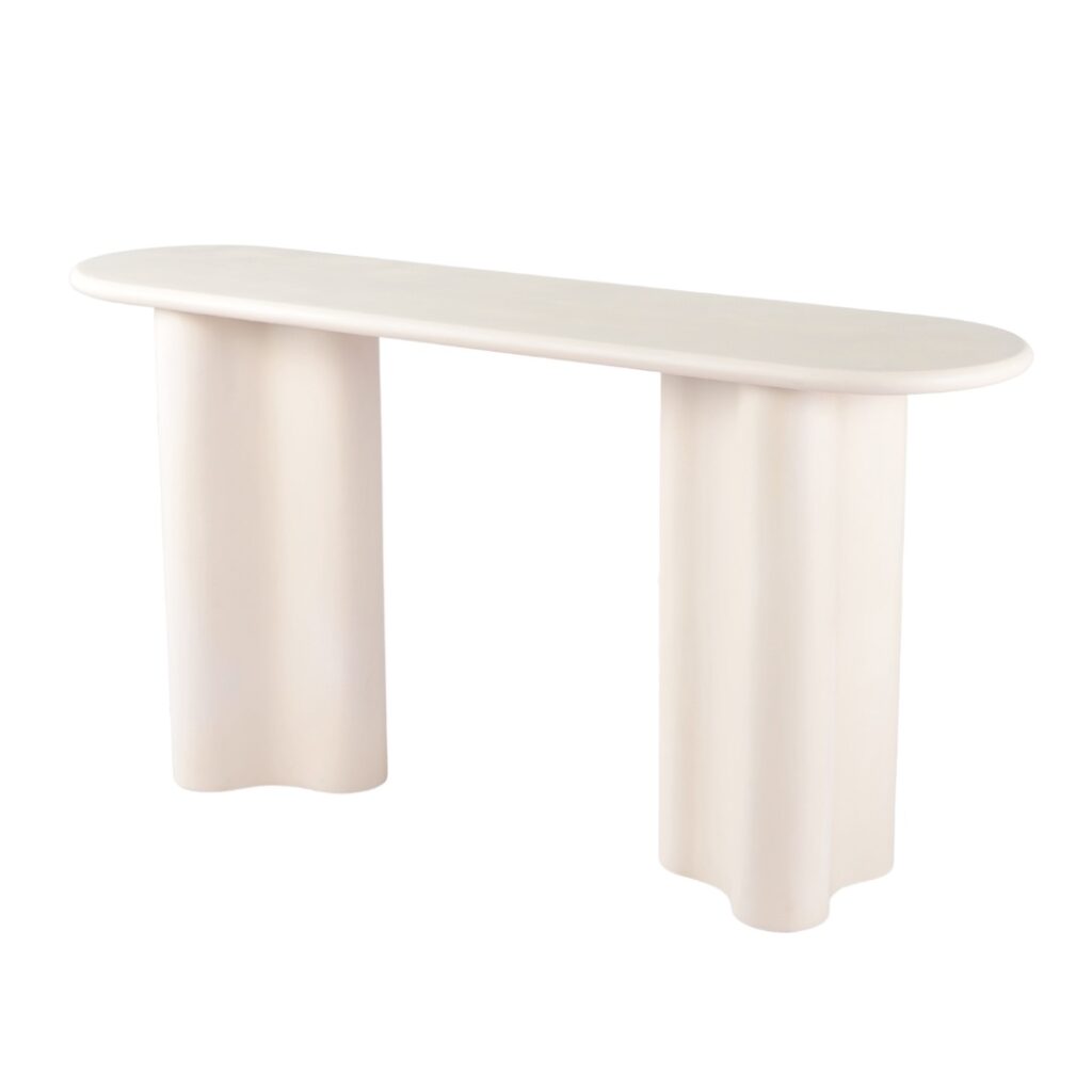 Ava Coastal Console Table in Pebble finish with micro-cement texture for modern entryway or living room