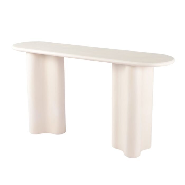 Ava Coastal Console Table in Pebble finish with micro-cement texture for modern entryway or living room