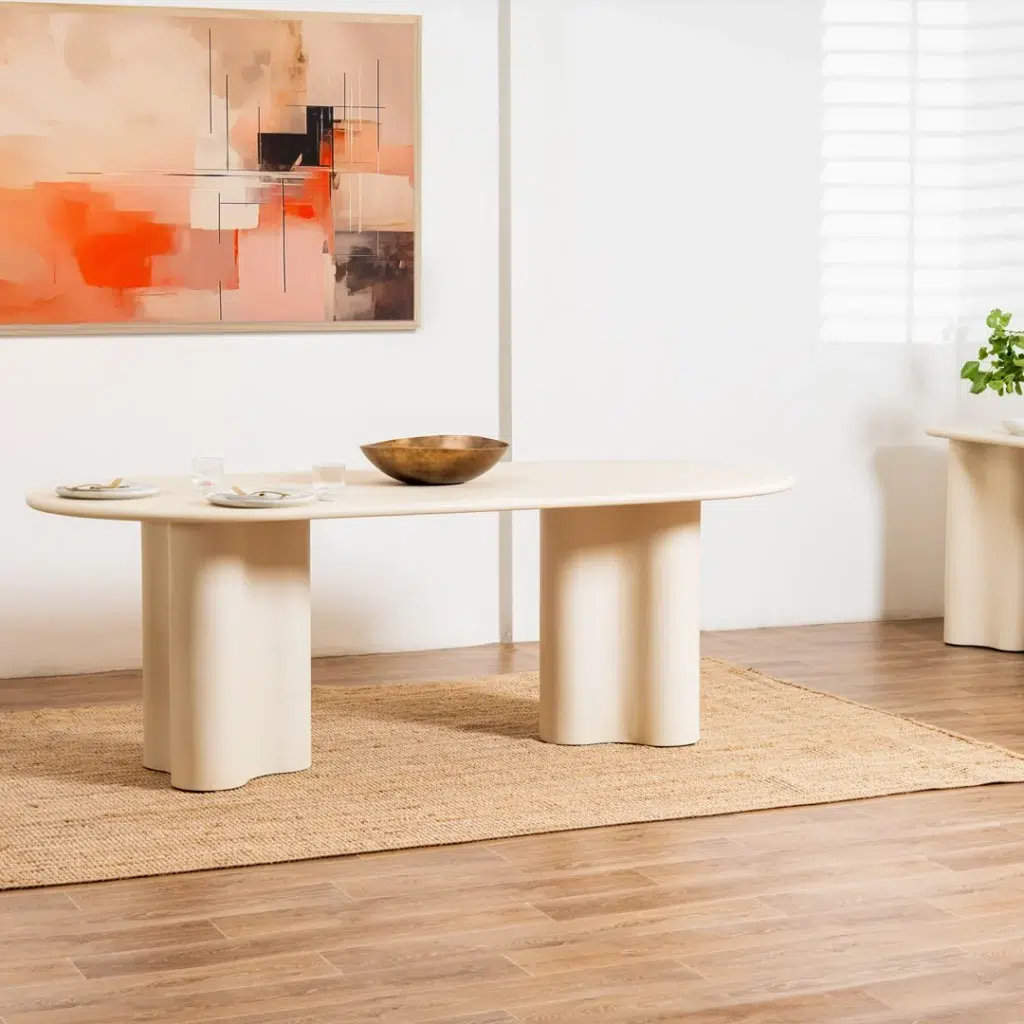 Ava Coastal Console Table in Pebble finish with micro-cement texture for modern entryway or living room