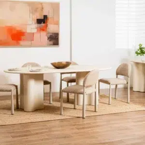 Ava Coastal Console Table in Pebble finish with micro-cement texture for modern entryway or living room