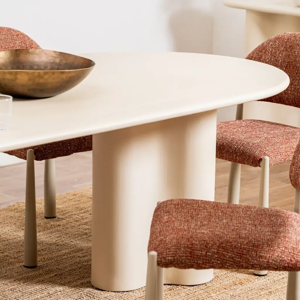 Egypt Dining Chairs Sunset Set of 2 with cream frame and textured fabric for modern interiors