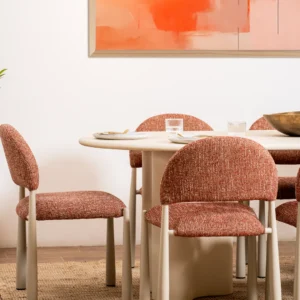 Egypt Dining Chairs Sunset Set of 2 with cream frame and textured fabric for modern interiors