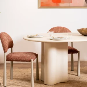 Egypt Dining Chairs Sunset Set of 2 with cream frame and textured fabric for modern interiors