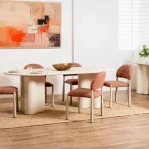 Egypt Dining Chairs Sunset Set of 2 with cream frame and textured fabric for modern interiors