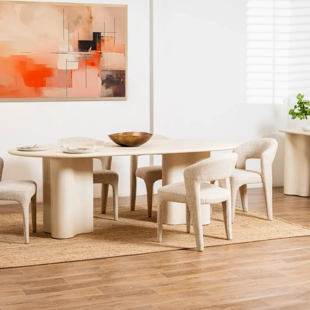 Ava Coastal Console Table in Pebble finish with micro-cement texture for modern entryway or living room